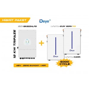 DEYE 12KW On-Grid Hibrit Trifaz Paketi LV (48V)