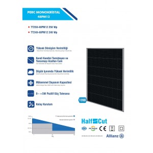 Suneng 250 Watt Halfcut Perc Monokristal Güneş Paneli