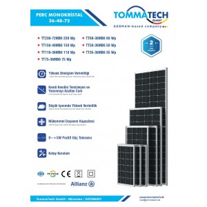Tommatech 60 Watt Perc Monokristal Güneş Paneli