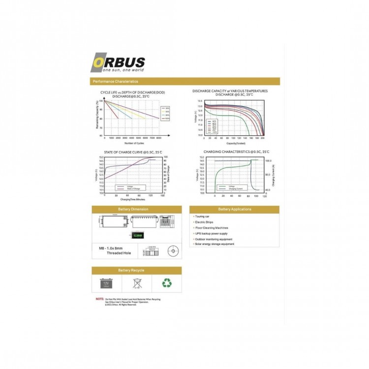 Orbus 12.8 V Volt 200ah Amper Lityum Akü