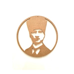 Atatürk Portre boyanabilir 30 cm çap 6 mm ham mdf