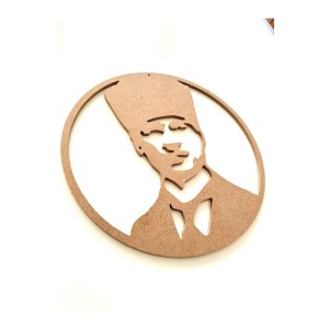 Atatürk Portre boyanabilir 30 cm çap 6 mm ham mdf