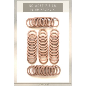 50 Adet 7.5 cm Halka Kasnak, ham mdf 6 mm