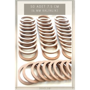 50 Adet 7.5 cm Halka Kasnak, ham mdf 6 mm