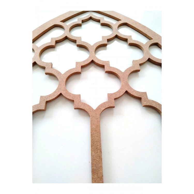 Damask Desen Hint Penceresi, Ayna Penceresi 45x70 Ham Mdf Boyanabilir