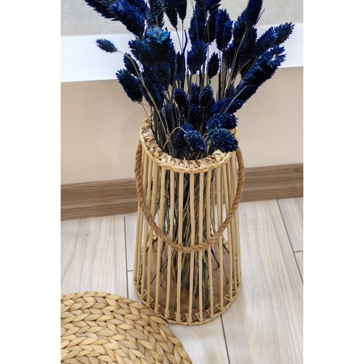 Bambu Çubuk Uzun Halatlı Dekoratif Vazo 38 Cm