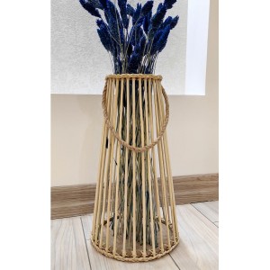 Bambu Çubuk Uzun Halatlı Dekoratif Vazo 38 Cm