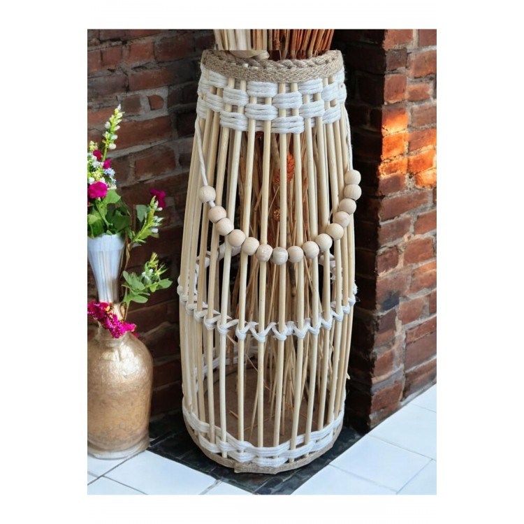 Bambu Çubuk Vazo / Doğal Ahşap Prenses Vazo / Dekoratif Bambu Çiçeklik (38 CM)