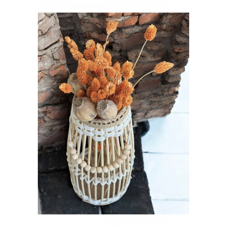 Bambu Çubuk Vazo / Doğal Ahşap Prenses Vazo / Dekoratif Bambu Çiçeklik (38 CM)