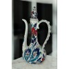 Dekoratif Türk Seramik İbrik Vazo / El Yapımı Seramik Renkli Çini / El Boyama Seramik 32 cm