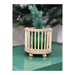 Bambu mumluk mini fener dekoratif mumluk 12 cm