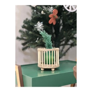 Bambu mumluk mini fener dekoratif mumluk 12 cm