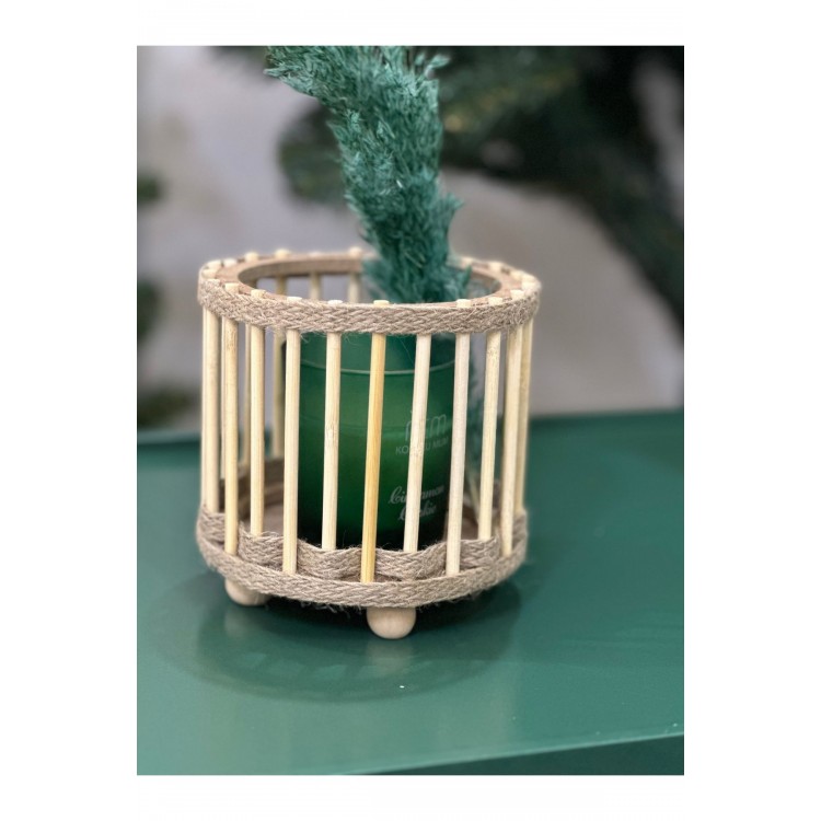 Bambu mumluk mini fener dekoratif mumluk 12 cm