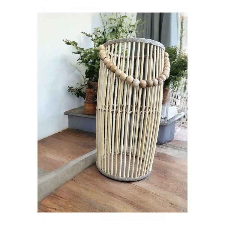 Bambu Vazo / Ahşap Vazo / Çiçeklik / Dekoratif uzun fener mumluk 38 cm