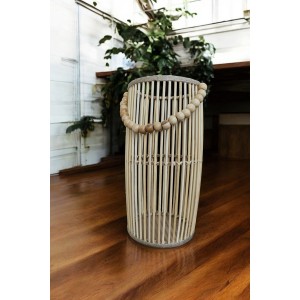 Bambu Vazo / Ahşap Vazo / Çiçeklik / Dekoratif uzun fener mumluk 38 cm