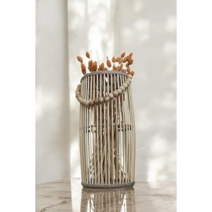 Bambu Vazo / Ahşap Vazo / Çiçeklik / Dekoratif uzun fener mumluk 38 cm