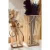 Bambu Vazo 2'li Set / Ahşap Vazo / Çiçeklik / Dekoratif uzun fener mumluk 38-24 cm