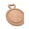 20*15 Cm Kalp Kulplu Mini Yuvarlak Sunumluk Ham Mdf 6 Mm