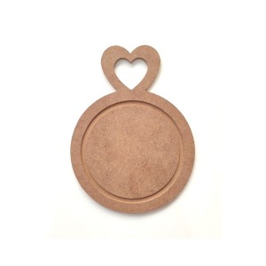 20*15 Cm Kalp Kulplu Mini Yuvarlak Sunumluk Ham Mdf 6 Mm