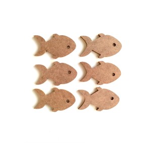 6'lı Mini Balık Seti Ham Mdf 6 Mm Boyanabilir