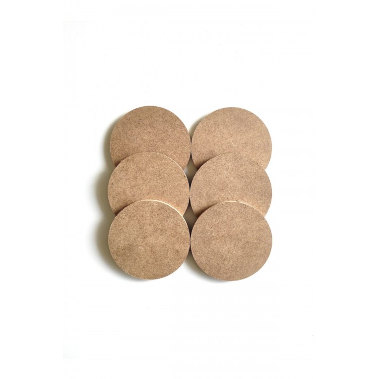 6'lı Bardak Altlığı, Boyanabilir Ham Mdf 6 Mm Kalınlık