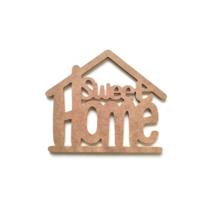 Home Sweet Kapı Duvar Süsü Boyanabilir Ham Mdf