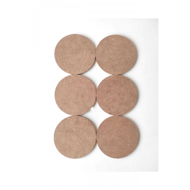 6'lı Çok Amaçlı 15 Cm Boyanabilir Yuvarlak Levha / Sunumluk Set Ham Mdf