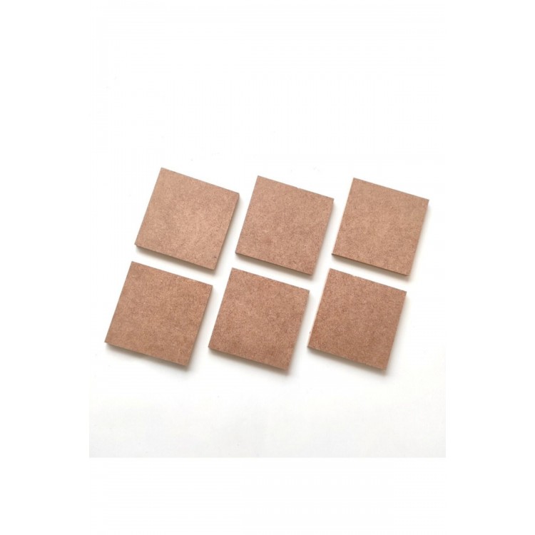 6'lı Kare Bardak Altlığı Ham Mdf Boyanabilir 9,7 cm