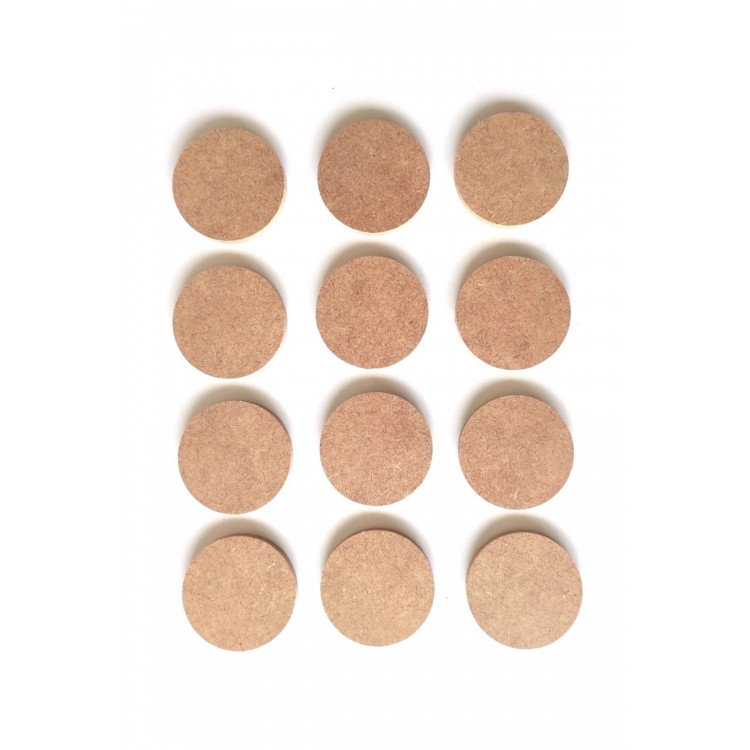 12'li Mini Çok Amaçlı Boyanabilir Yuvarlak Levha 5,5 Cm Ham Mdf