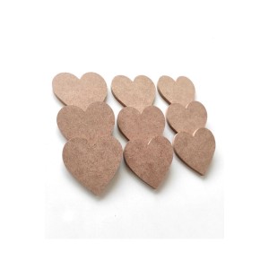 9'lu Mini Kalp Ham Mdf Boyanabilir