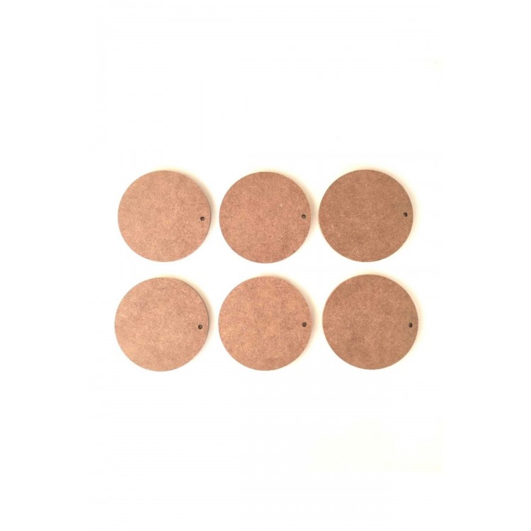 6'lı Daire 12 Cm Boyanabilir Delikli Ham Mdf Yuvarlak Duvar Süsü