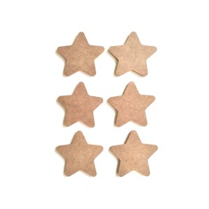 6'lı Mini Yıldız Seti / Ham Mdf Boyanabilir Obje 10 Cm