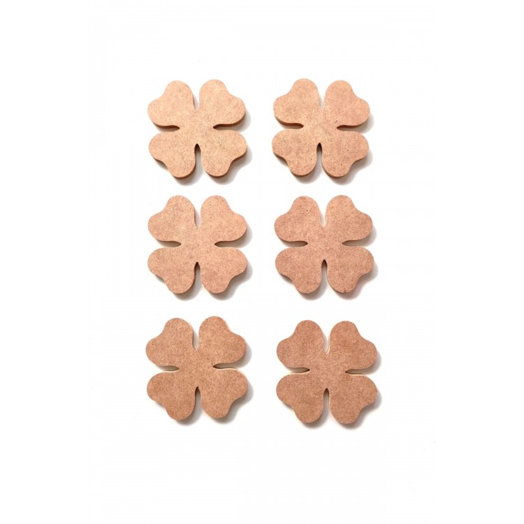 6'lı Mini Yonca Ham Mdf Boyanabilir 10 Cm