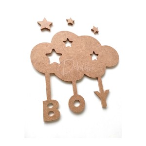 Bulut Boy Erkek Model Dekorasyon Obje Ham Mdf Boyanabilir Çocuk Odası Bulut