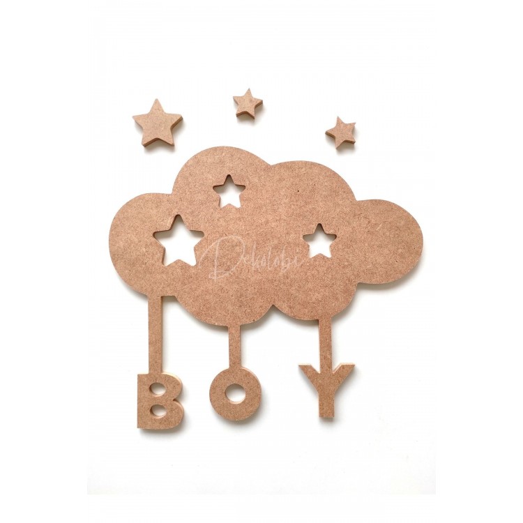 Bulut Boy Erkek Model Dekorasyon Obje Ham Mdf Boyanabilir Çocuk Odası Bulut