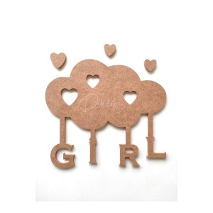 Bulut Girl Kız Model Dekorasyon Obje Ham Mdf Boyanabilir Çocuk Odası Bulut