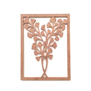 30*40 Cm Yapraklı Çiçek Pano / Saksı Çiçek Boyanabilir Tablo / Ham Mdf Dallı Dekor Pano