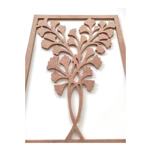 30*40 Cm Yapraklı Çiçek Pano / Saksı Çiçek Boyanabilir Tablo / Ham Mdf Dallı Dekor Pano