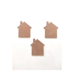 3 Lü Mini Ev / Ham Mdf Boyanabilir Mini Ev 11*10 Cm