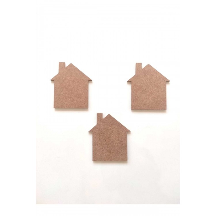 3 Lü Mini Ev / Ham Mdf Boyanabilir Mini Ev 11*10 Cm