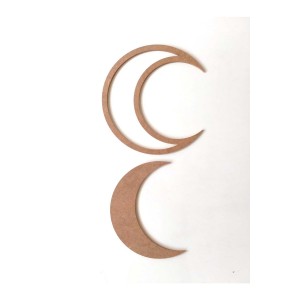 2 li Mdf Ay Ahşap Boyanabilir Hilal Set 30 cm