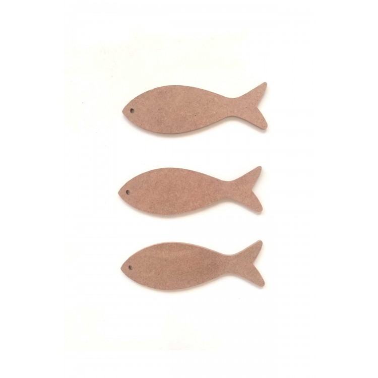 3'lü 14 Cm Ince Balık Seti Ham Mdf Boyanabilir / 6 Mm Kalınlık