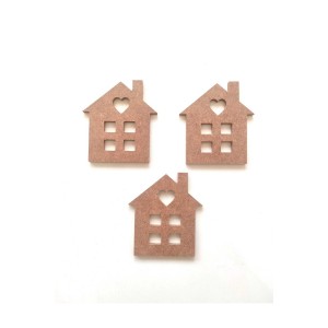 3 Lü Mini Pencereli Ev Ham Mdf Mini Ev