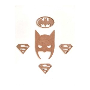 5 Parça Batman / Superman Figürleri Boyanabilir Ham Mdf 6 Mm