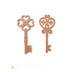 2' Li Ham Mdf Boyanabilir Hobi Anahtar Dekor 30*13 Cm
