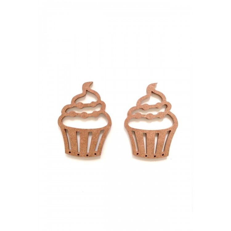 2 Li Cupcake / Ham Mdf Boyanabilir Mini Cupcake