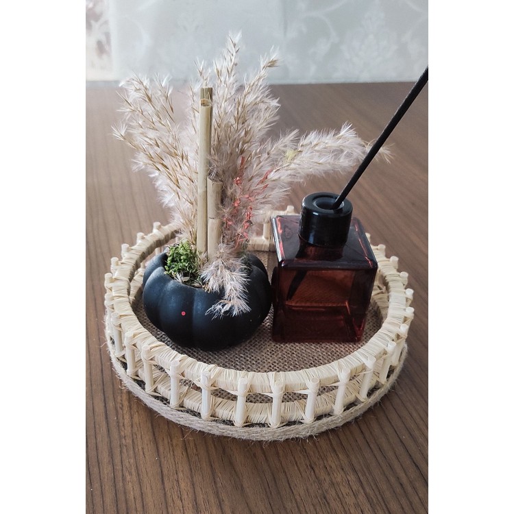 Hasır Dekoratif Bambu Çubuk Tepsi 20 Cm