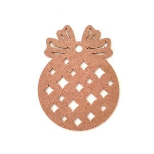Kurdela Ve Yıldız Desenli Yılbaşı Süsü / Yılbaşı Modeli Boyanabilir 6 Mm Ham Mdf 30 cm