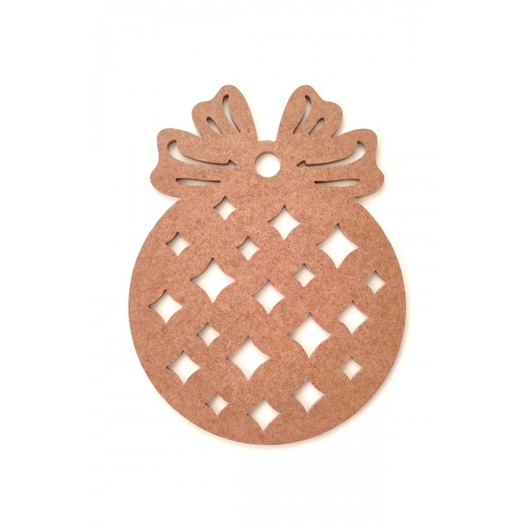Kurdela Ve Yıldız Desenli Yılbaşı Süsü / Yılbaşı Modeli Boyanabilir 6 Mm Ham Mdf 30 cm