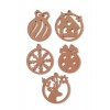 5 Parça Yılbaşı Süsleri / Ham Mdf Boyanabilir Delikli Yeni Yıl Objeleri 16 Cm